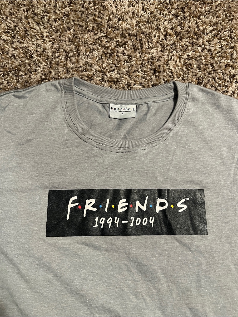 FRIENDS Gray Tee with Black Logo and Multicolor Dots